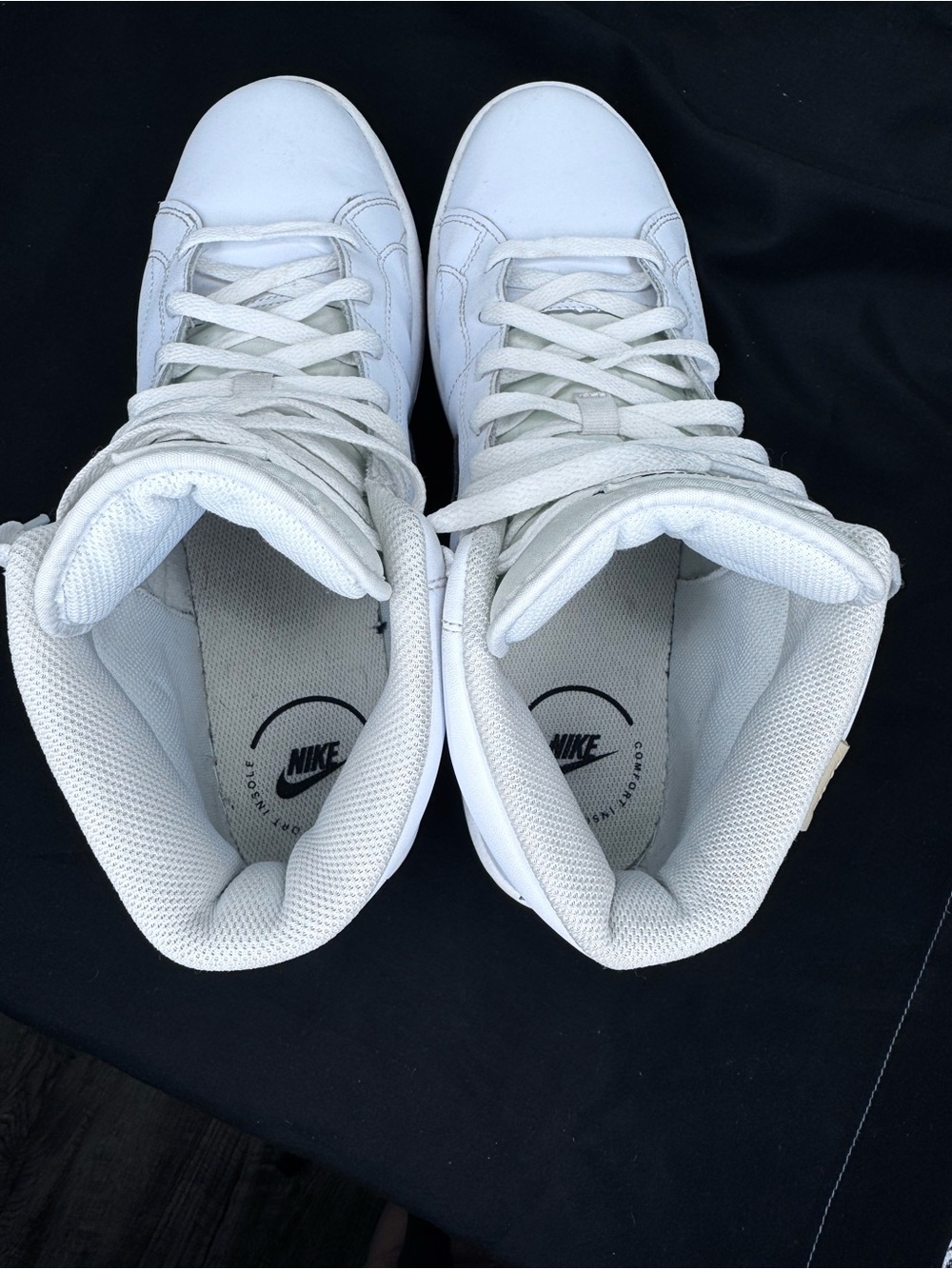 Nike White High-Top Sneakers with Black Swoosh Accent - Picture 8 of 10